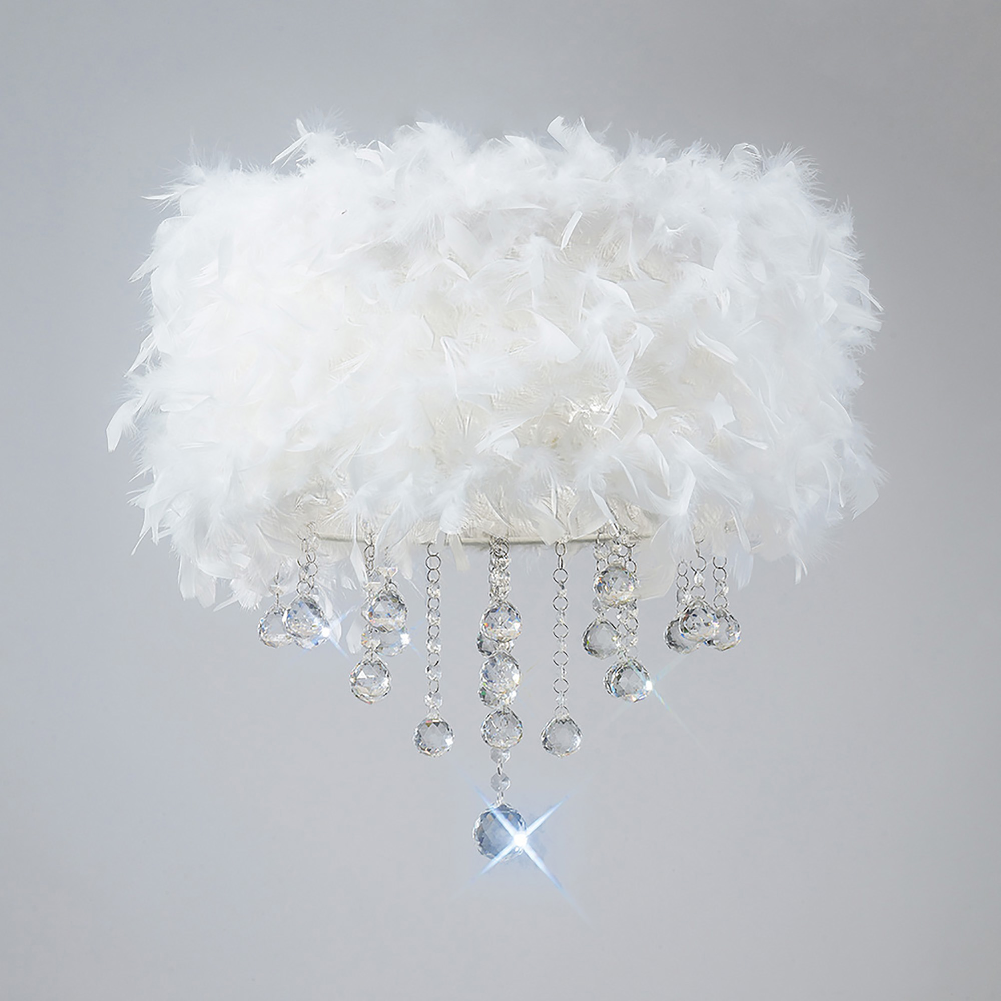 IL30741/WH  Ibis Crystal  Flush Ceiling With Feather Shade 3 Light